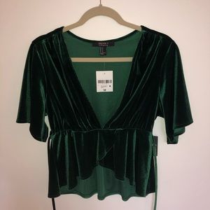 Forever 21 Green V-neck Top